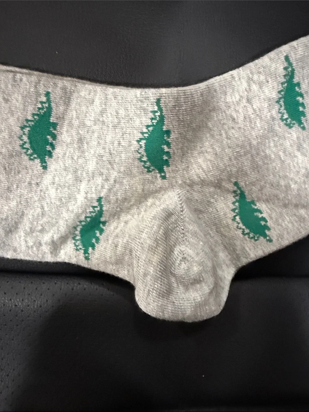 J. Crew Gray Crew Socks with Green Dinosaur NWT